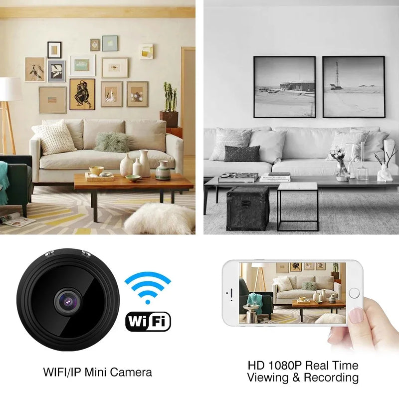 Câmera Mini 1080P HD Sem Fio WiFi para Monitoramento de Bebê, Segurança Interna, Vigilância com Visão Noturna, Gravador de Vídeo e Áudio