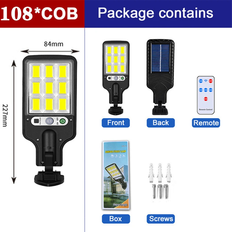 Kit de 4 Luminárias Solares de LED com Sensor de Movimento