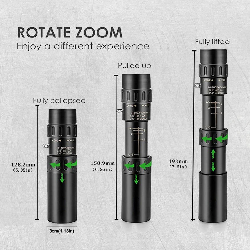 Telescópio Monocular de Zoom 10-300x40 HD