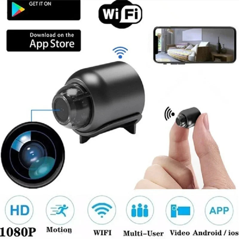 Câmera Mini 1080P HD Sem Fio WiFi para Monitoramento de Bebê, Segurança Interna, Vigilância com Visão Noturna, Gravador de Vídeo e Áudio